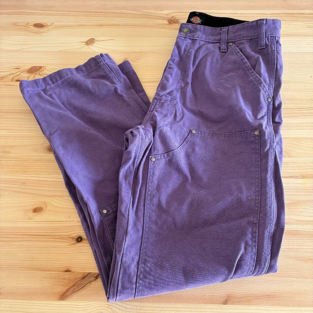 DICKIES W32/L32 Purple Double Front Duck Utility Pants - Canvas Carpenter Jeans